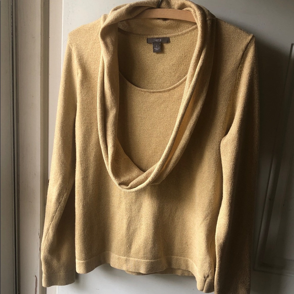 Apt 9 Gold Lurex Cowl Neck Sweater L